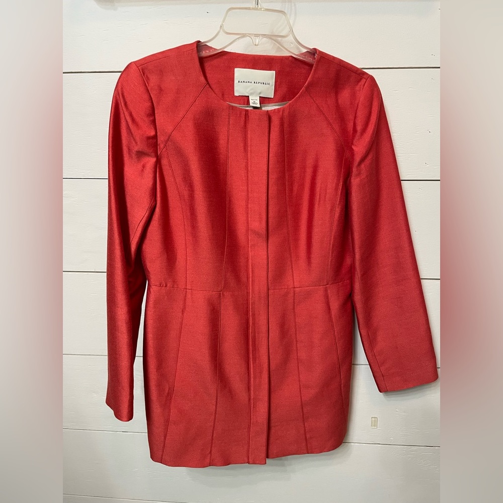 Banana Republic orange zip up suit jacket size M petite